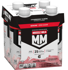 Muscle Milk Genuine Protein Shake Strawberries 'n Cr me, 11 fl oz Carton, 4 Pk