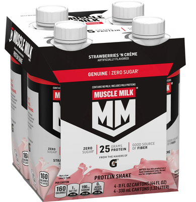 #ad Muscle Milk Genuine Protein Shake Strawberries #x27;n Crème 11 fl oz Carton 4 Pk $6.46