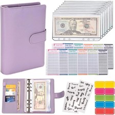 Budget Binder Cash Envelopes A6 Money Saving Binder with Zipper envelopes Purple