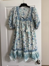 Old Navy Women’s Blue Floral Boho Mini Dress Large Short Puff Sleeve
