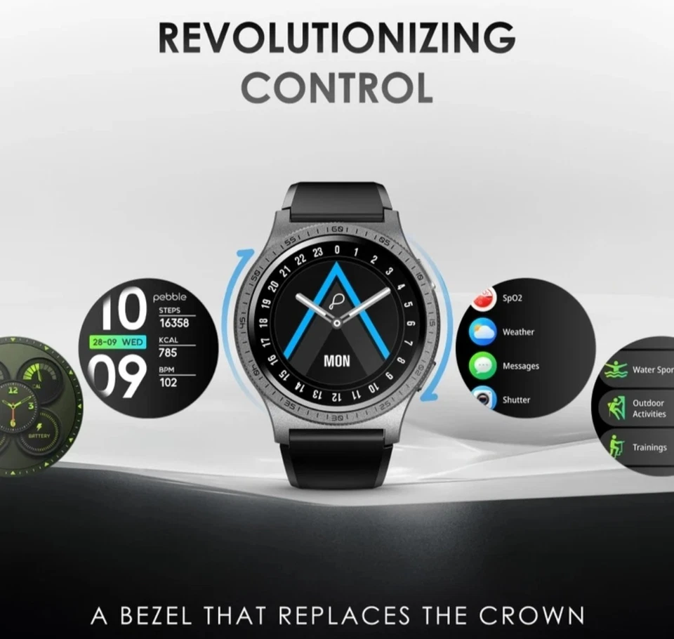 Pebble Revolve Pro Premium Rotating Bezel, 1.43"Display BT Calling Smartwatch - Image 4 of 4