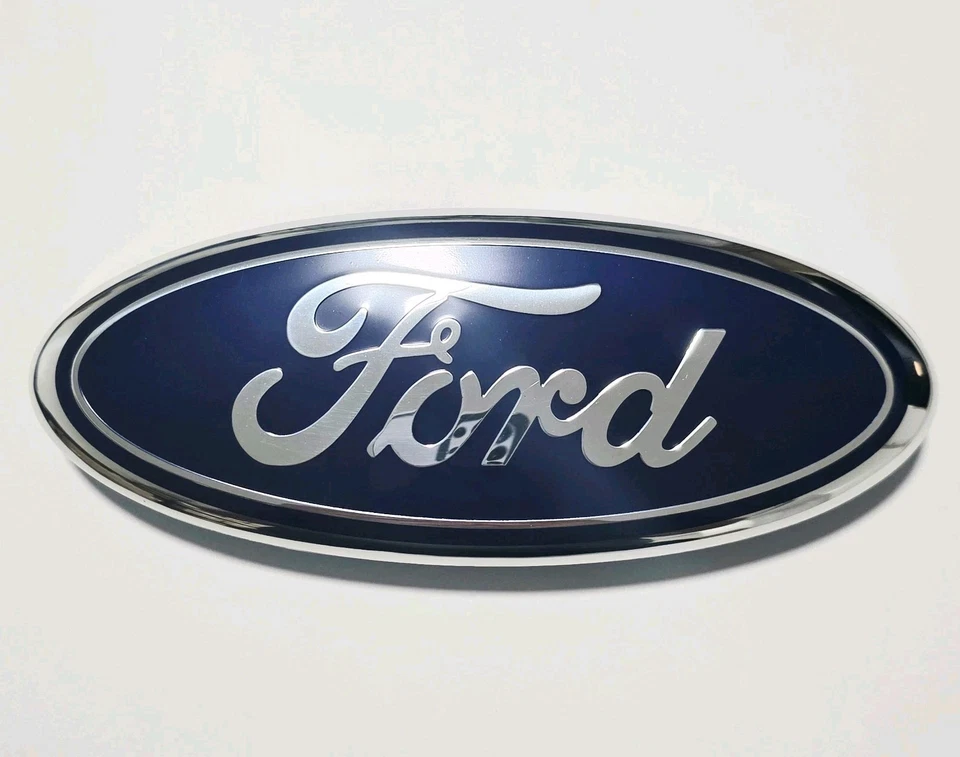 Blue & Chrome 2005-2014 Ford F150 Front Grille/ Tailgate 9 inch Oval Emblem 1PC - Image 2 of 3