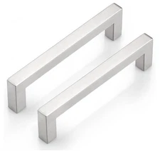 5 Pack | 5" Hole Centers Brushed Nickel Square Cabinet Pulls Stainless Steel ...