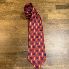 Ferrell Reed Nordstrom Italian Silk Neck Tie Vintage Red Geometric Pattern
