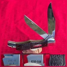 Case XX 1982 6265 SAB Jigged Wood Handle 8 Dot Folding Hunter Pocket Knife