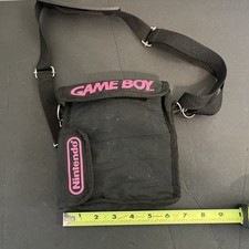 Nintendo Game Boy Travel Storage Carrying Case Shoulder Bag Black Pink w/ Strap