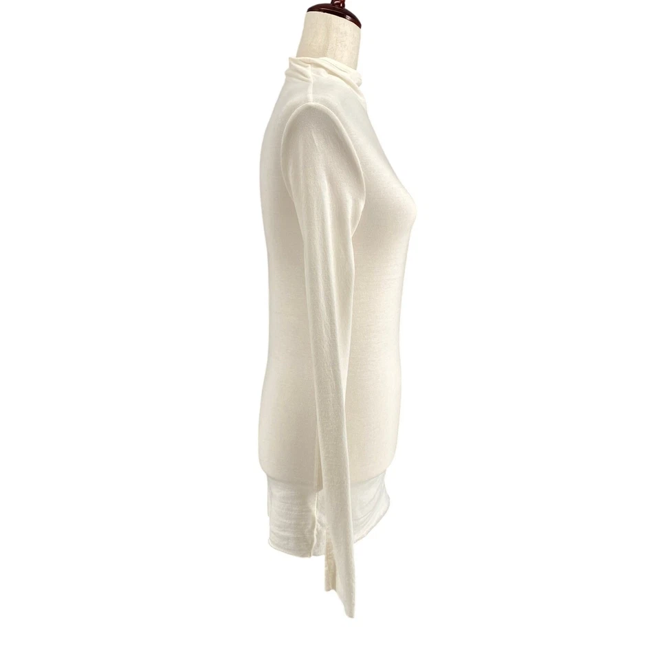 cos Mock Neck Long Sleeve Tunic Sweater Womens XS Cream White Soft Cotton Blend - Image 2 of 4