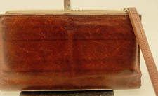 Shinola Detroit Wristlet Wallet Brown Distressed Leather 7.5 x 4.5