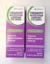 Freshkote Preservative-Free Lubricant Eye Drops, 0.33 Oz. Pack of 2