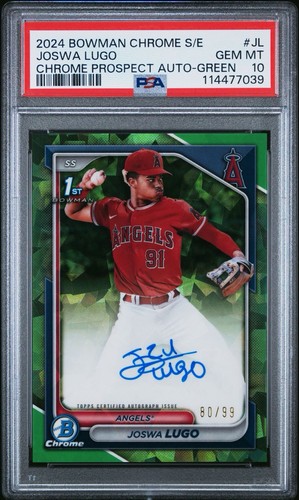 2024 Bowman Chrome Sapphire 1st Auto Joswa Lugo Green  /99 - PSA 10 - Angels RC