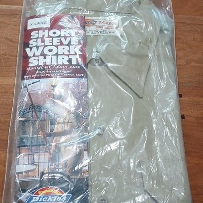 Dickies Men s XL Khaki Short Sleeve Work Shirt Twill Poly/Cotton MPN 1575KH