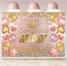 Pink Gold Graduation Congrats Mortarboard Backdrop Party decoration Home Studio