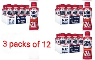 3 X 12 Core Power Fairlife Protein Shakes Strawberry Banana    14 Fl Oz Pack 