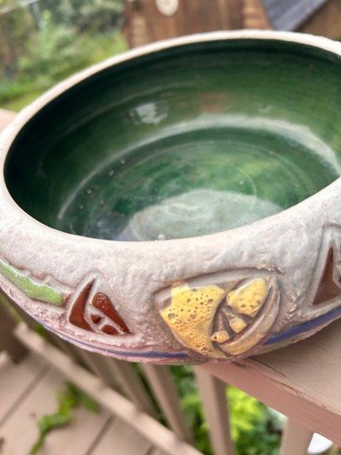Roseville antique Mostique Arts and Crafts pottery 7.5" bowl or planter; vintage - Picture 5 of 8