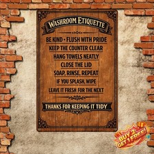 Rogue River Tactical Funny Bathroom Rules Metal Tin Sign 8x12