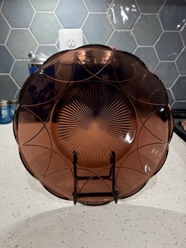 Hazel Atlas Newport Amethyst Purple 11" Sandwich Cake Plate Depression Glass