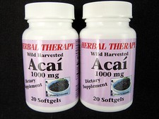 ACAI BERRY Extract 1000mg. Dietary Supplement Powerful Antioxidant Lot of 2