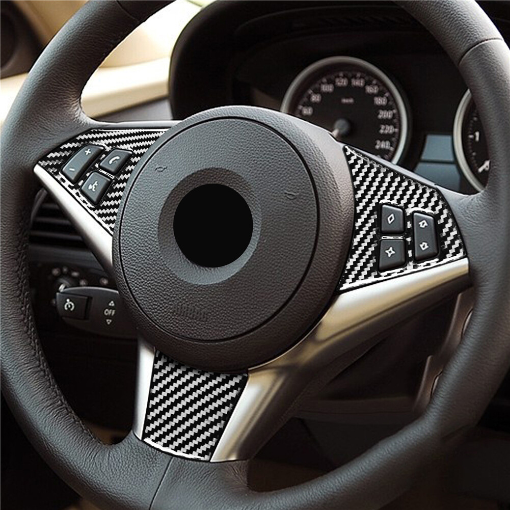 3pcs For BMW 650 645 M6 200410 Carbon Fiber Steering Wheel Sticker Trim Set eBay