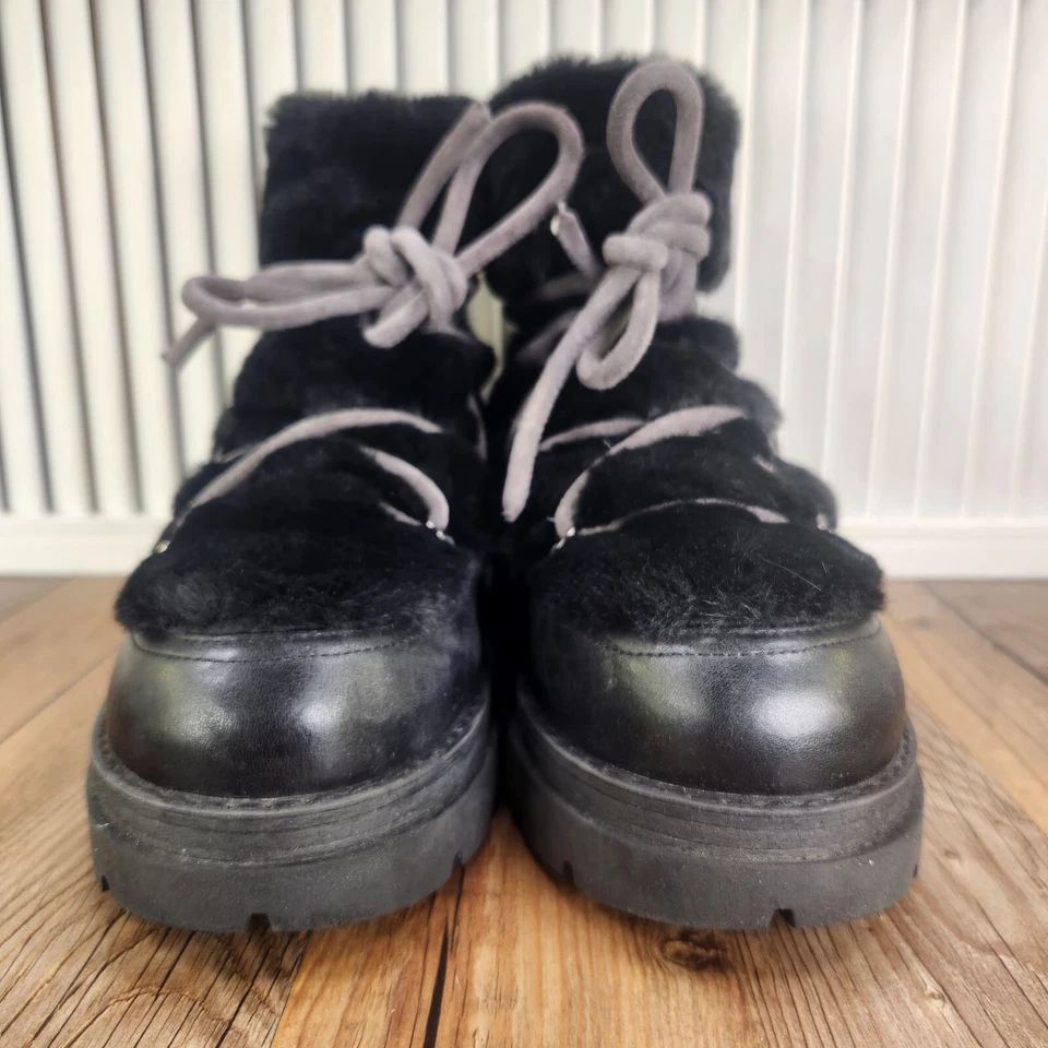 Free People Polar Queen Faux Fur Boots Women Sz 9 EU 39.5 Black Designer Fashion - Image 2 of 4