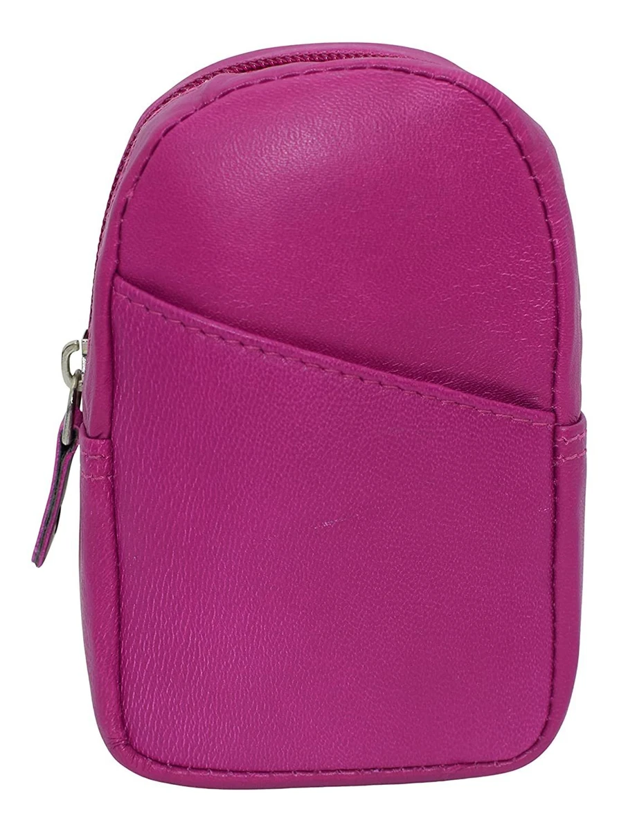 Genuine Leather Zipper Around Cigarette Case Holder and Lighter Pouch for Men