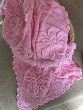 Baby Traditional Blanket/Pram Cover Knitting Pattern Roses and Leaves 4ply 915 