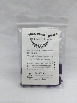 Mayday Games Purple Wood 10 Train Token Set