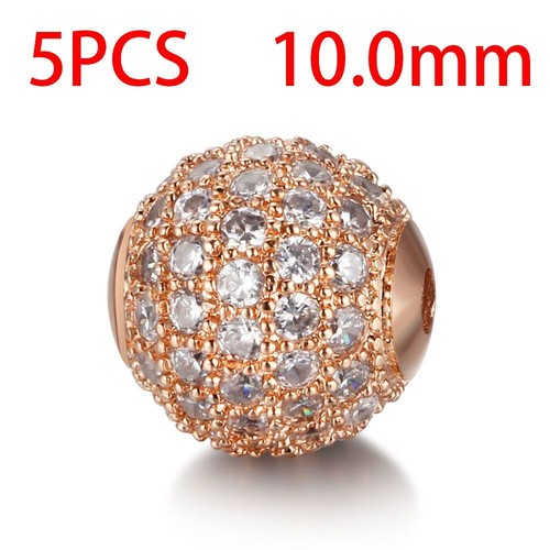 Round Ball Spacer Beads - Zircon Charms Bead Bracelet Making Jewelry Bead 5pcs - Picture 30 of 43