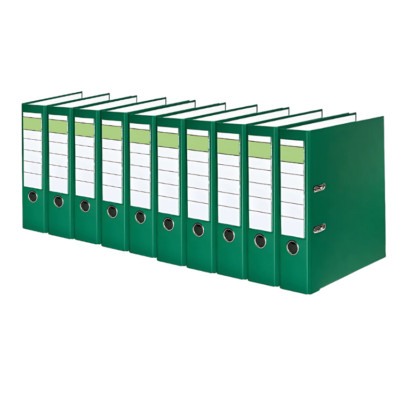 10x Ordner A4 Einsteckrückenschild & Kunststoffüberzug Büro Ordner 80mm grün