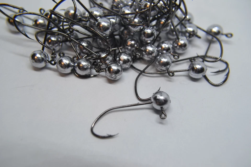 1/16 #4 BALL JIG HEAD NO COLLAR MUSTAD BLACK SICKLE HOOKS 100 CNT JIG TYING