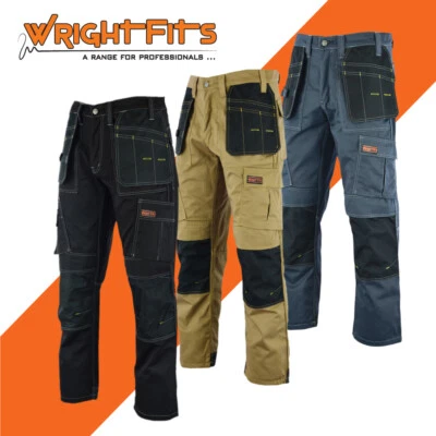 Work Trousers Mens Cargo Combat Work Pants Holster Pockets Knee Pads Pockets DT