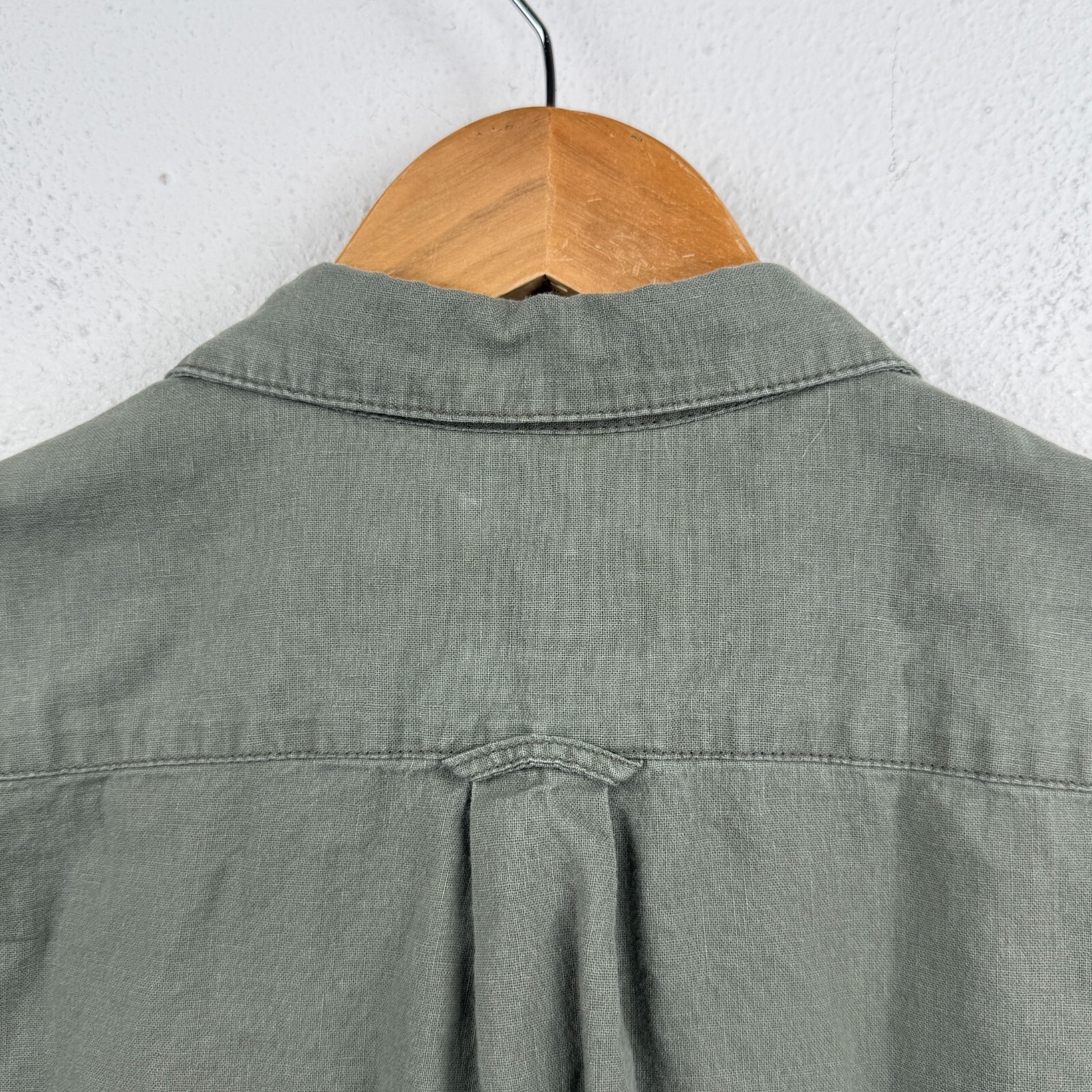 Rhythm Shirt Small Green Solid Button Up Short Sl… - image 8