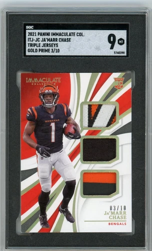 2021 Panini Immaculate Collection Triple Jersey Gold Prime /10 Ja'marr Chase