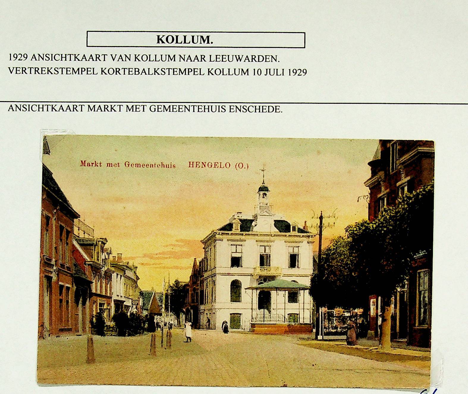 NETHERLANDS 1929 GEMEENTEHUIS ENSCHEDE PPC WITH 5c FROM KOLLUM TO LEEUWARDEN eBay