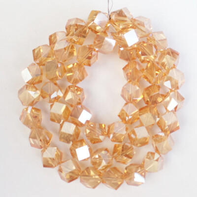 50Pcs 9mm Faceted Orange Crystal Polygon Loose Beads SK64987