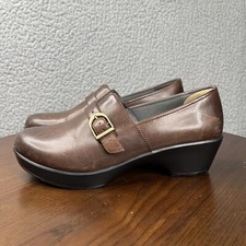Dansko Jane Shoes Womens 39 / 8.5 Brown Leather Comfort Clog Nurse Chef Distress