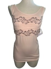 NEW Rhonda Shear Lace-Overlay Tank with Shelf Bra Pink XL