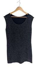 Express Women's Sleeveless Black Beaded Sequin Bodycon Party Dress Size L