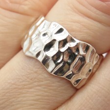 925 Sterling Silver Vintage Hammered Finish Band Ring Size 7
