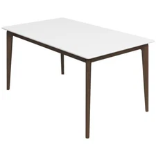 Lindsey Mid-Century Modern Solid Wood White Top Dining Table