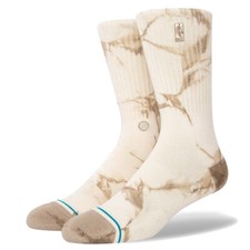 Stance L NBA Logoman Dye Basketball Crew Socks Men's 9-13 Ivory Khaki