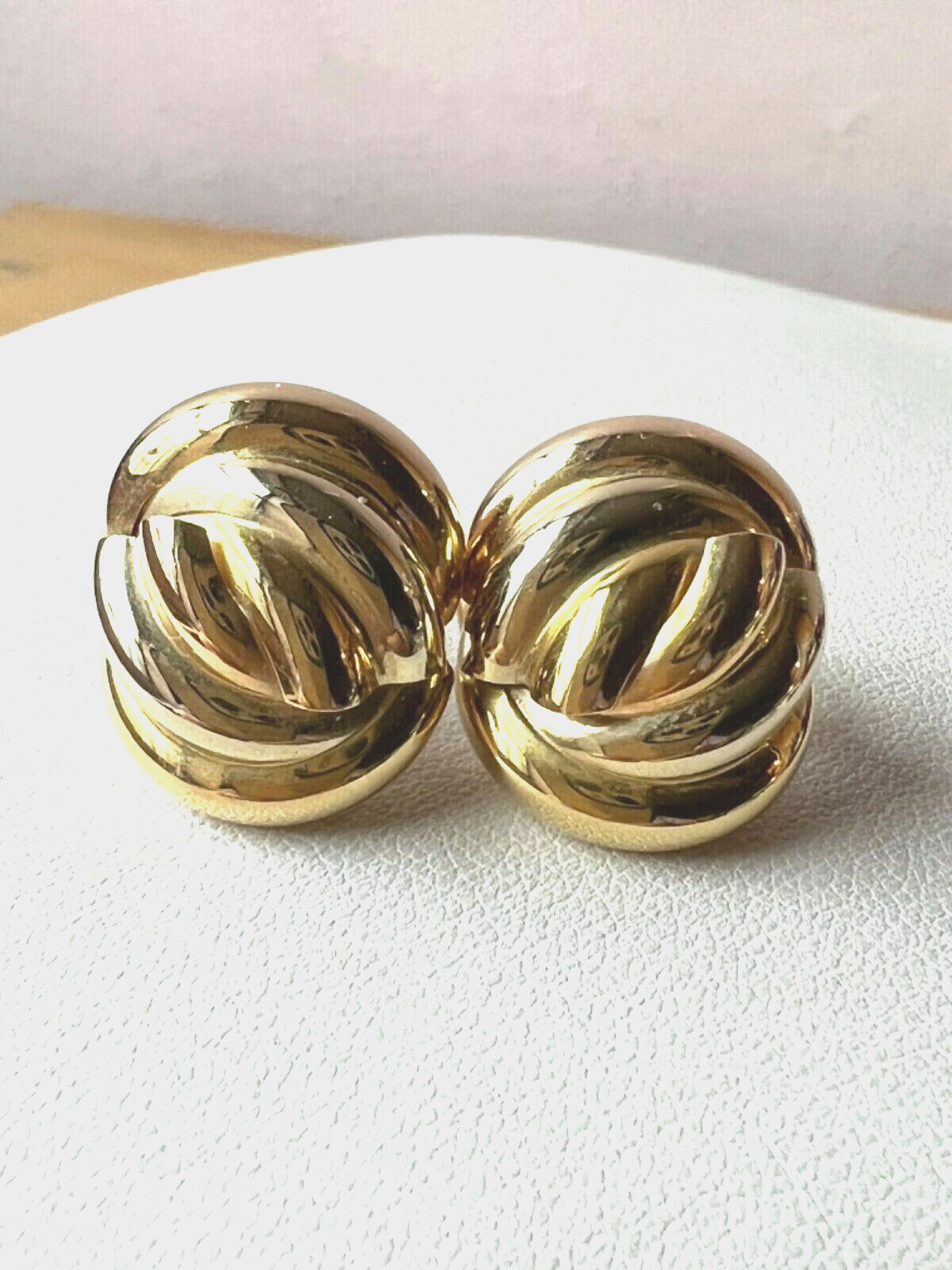 VINTAGE 18K YELLOW GOLD LARGE LOVE KNOT EARRING MADE … Gem