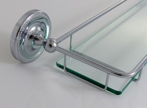 Landhaus Bad Accessoires Serie Chrom antik Glasregal Badregal Ablage