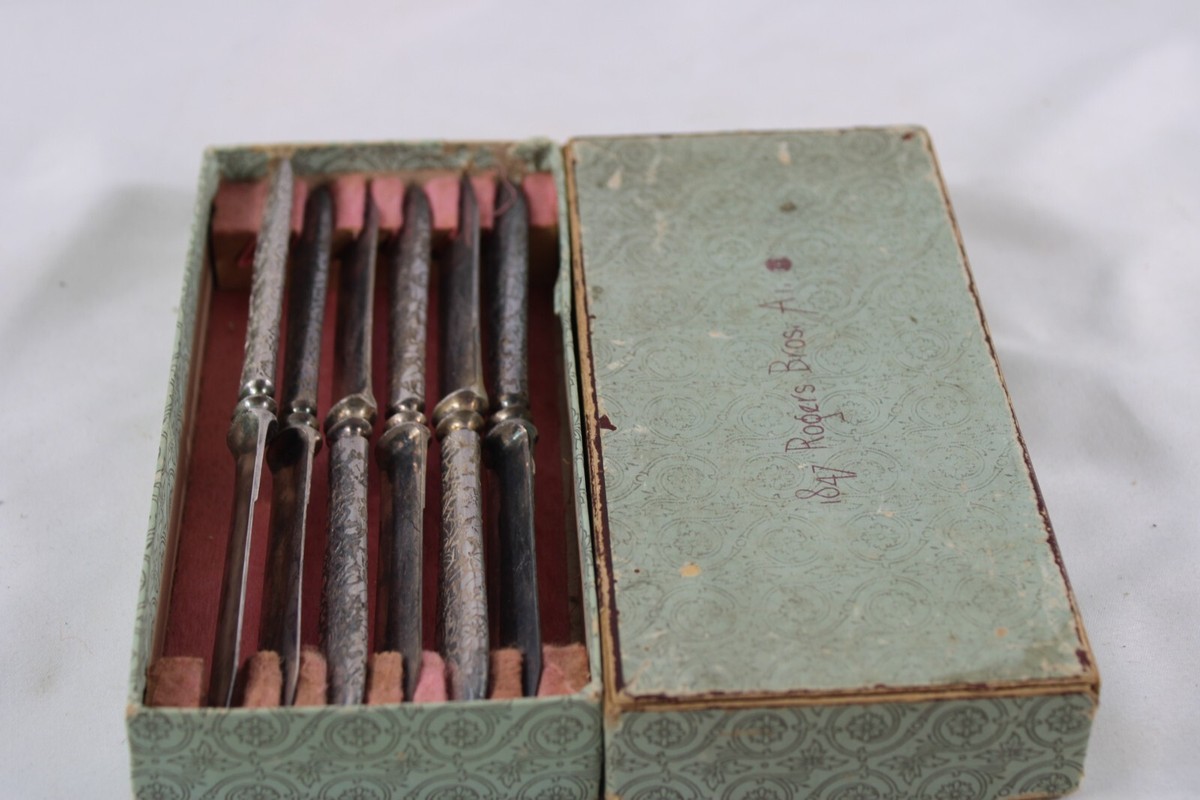 Rogers Bros 1847 Set 6 Cheese Knives In Original Box 6 1/4