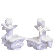 Paar Kerzenständer Weihnachten Kerzenhalter Dekoration Porzellan 9cm Antik-Stil