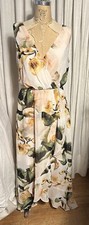 Sangria Womens Long Ivory/Peach/Blk Floral Sleeveless Chiffon Gown Sz 10 used