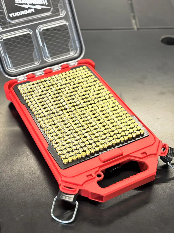 Ammo Organizer Insert for Milwaukee Packout – Storage for 9mm Ammo