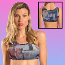 KINIKI TAN THROUGH CROP TOP BIKINI CROPKINI CROPPED TANK SPORTS UK SIZE 6 8 XS