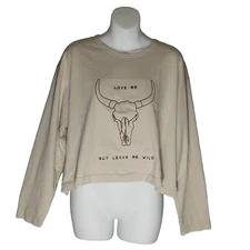 Atticus Western Pullover Sweatshirt LARGE Cowgirl 'Love Me But Leave Me Wild'
