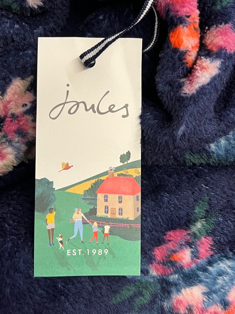 JOULES BNWT Navy Blue Floral Print Rita Dressing Gown Size S/M CG M21