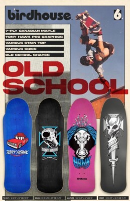 BIRDHOUSE SKATEBOARDS - Tony Hawk Skateboard Deck - 80s OLD SCHOOL